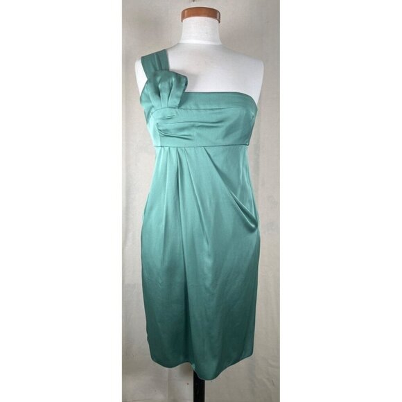 NWT Armani Collezioni Size 6 Mint Silk Shoulder Cocktail Midi Dress Authentic - Picture 1 of 16